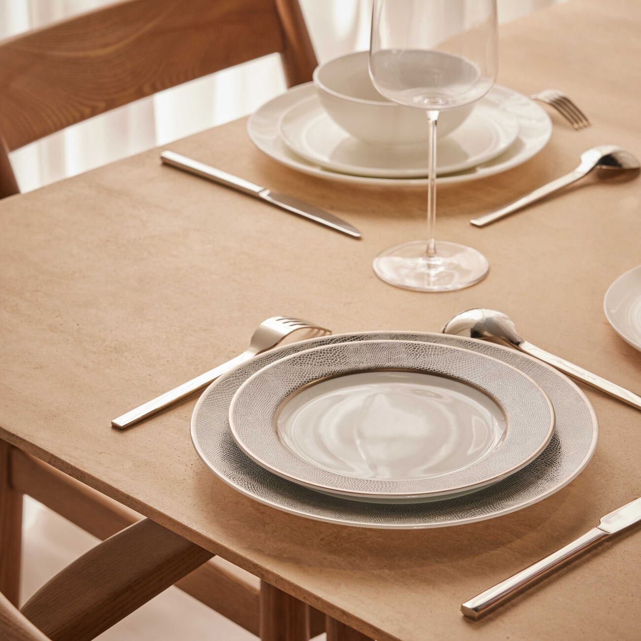 bernardaud sauvage dinner plate round grey 26cm