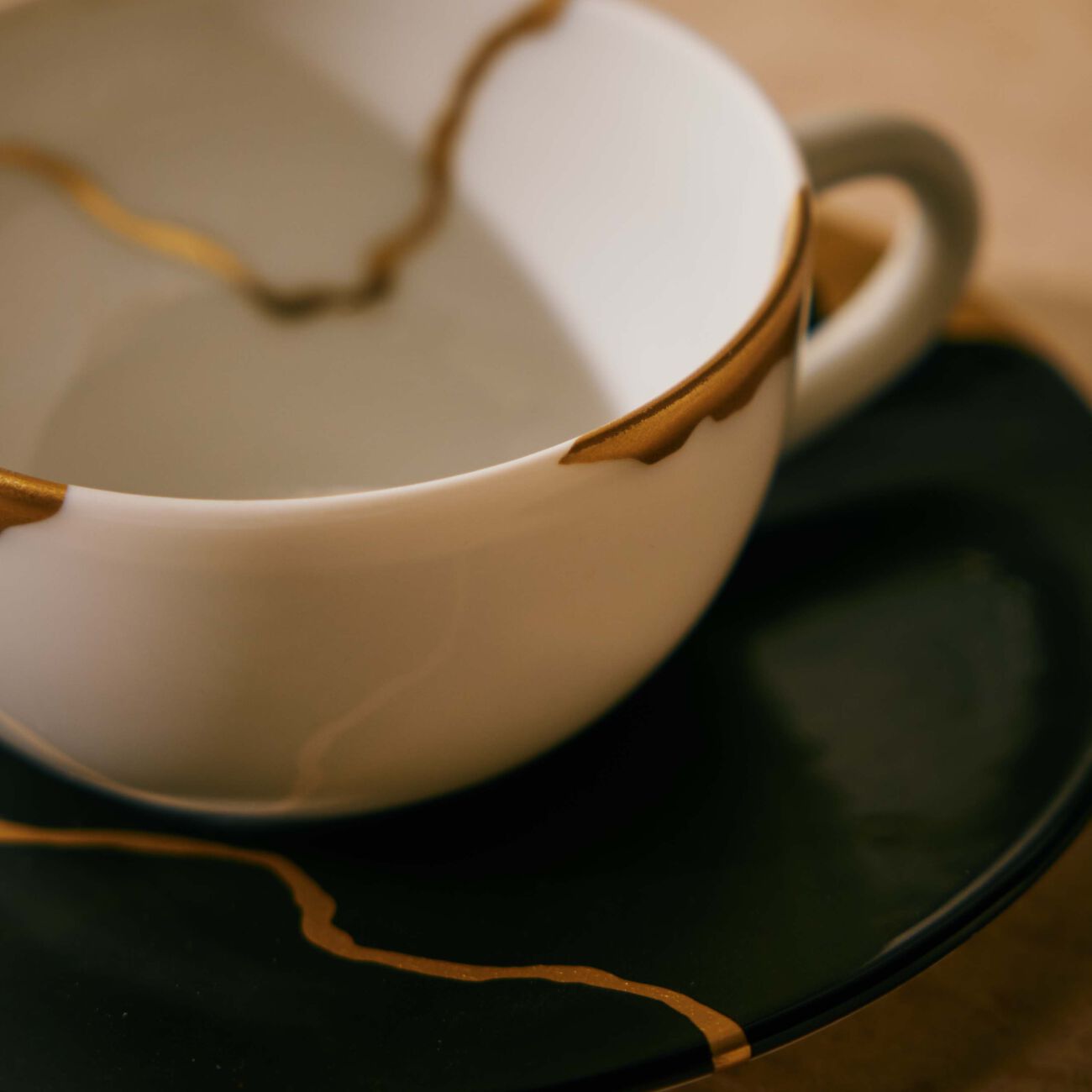 Kintsugi Coffee Cup & Saucer Black bernardaud kintsugi coffee cup saucer black