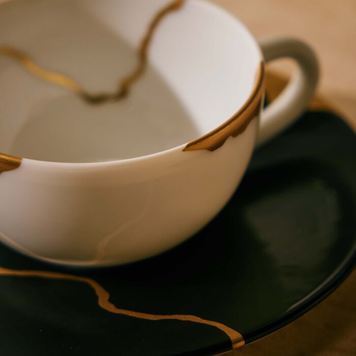 Kintsugi Coffee Cup & Saucer Black bernardaud kintsugi coffee cup saucer black