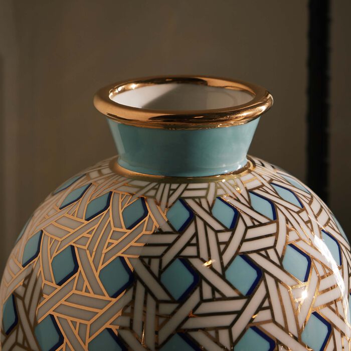 جوناثان أدلر مزهرية باسكيت ويف صغيرة دائرية باللون الأزرق