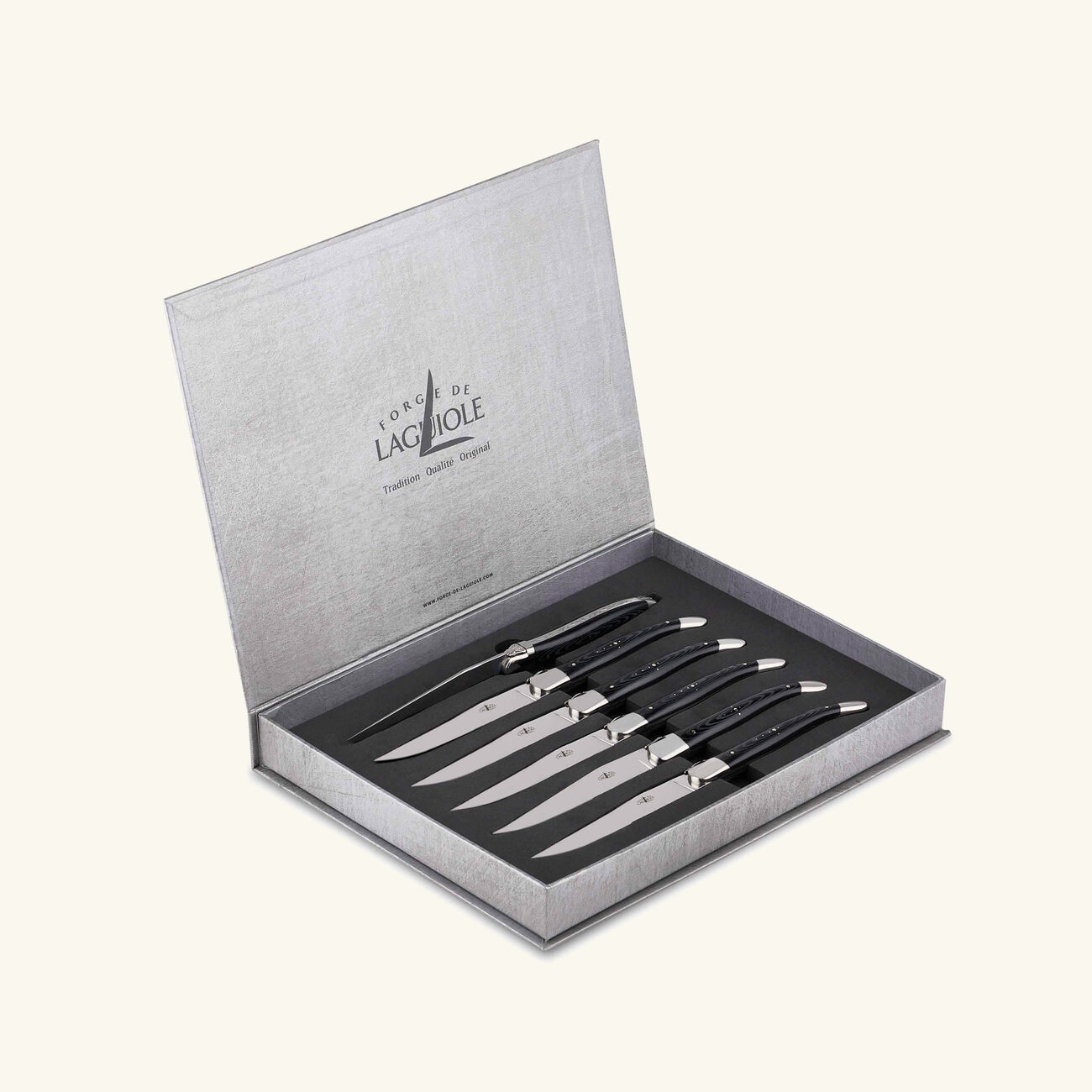 forge de laguiole black handle table knife black set of 6