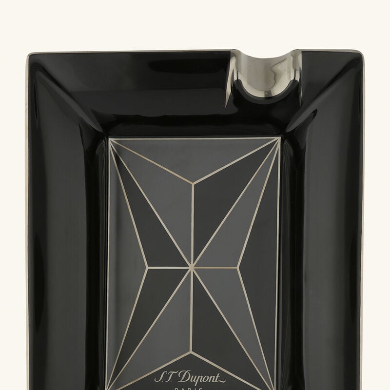 st dupont fire x ashtray rectangular large black