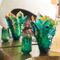 Fleur de Paon Vase Extra Large Green daum fleur de paon vase extra large green