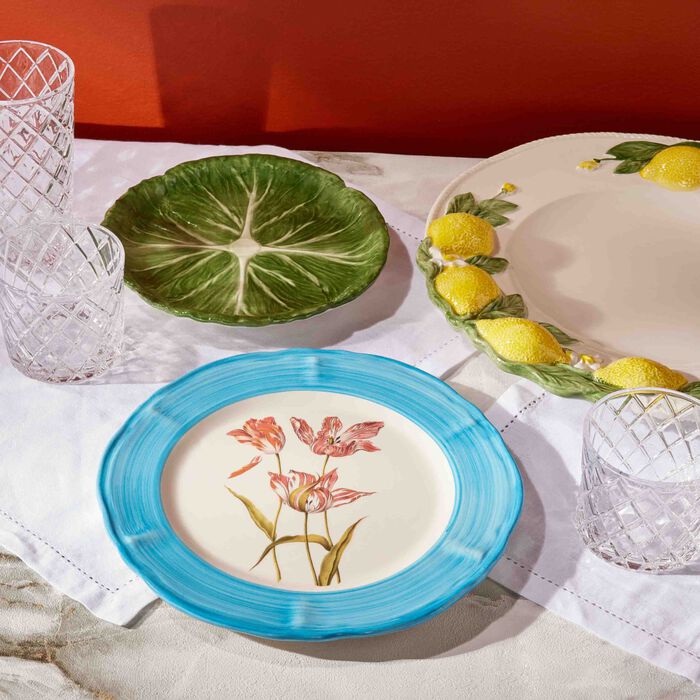 لي أوتومان طبق الطعام سلطان جاردن دائري أزرق