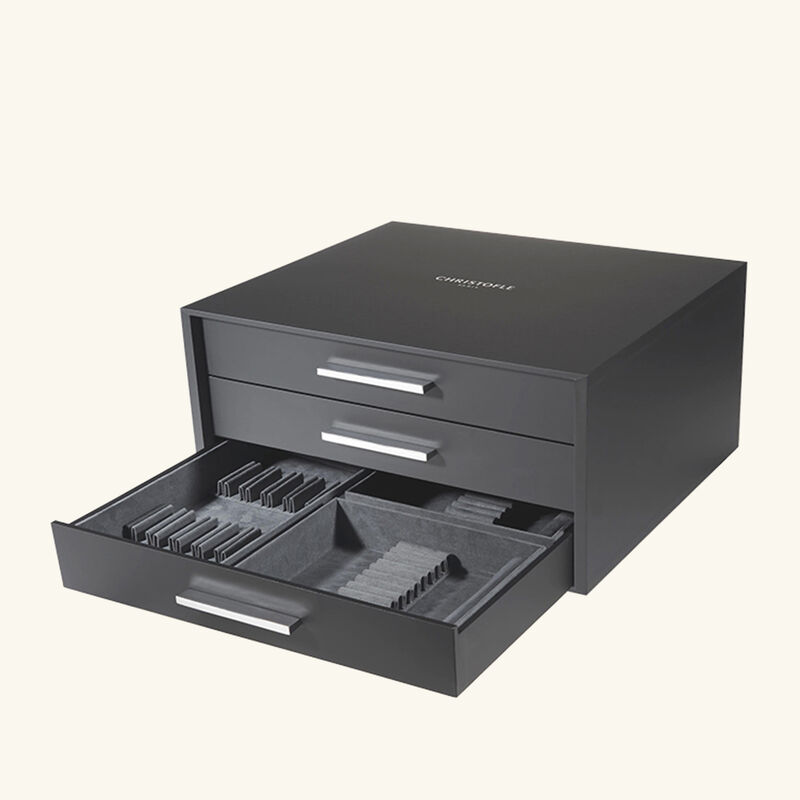 Storage Chest with 3 Drawers Black christofle storage chest with 3 drawers black