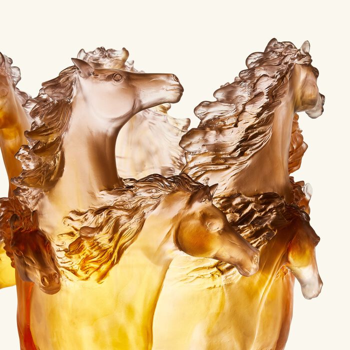 daum cavalcade glazed vase extra large brown limited edition