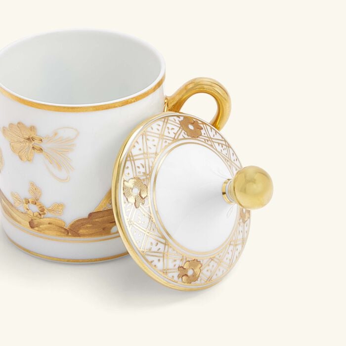 ginori 1735 oriente italiano coffee cup with plate   cover gold set of 2
