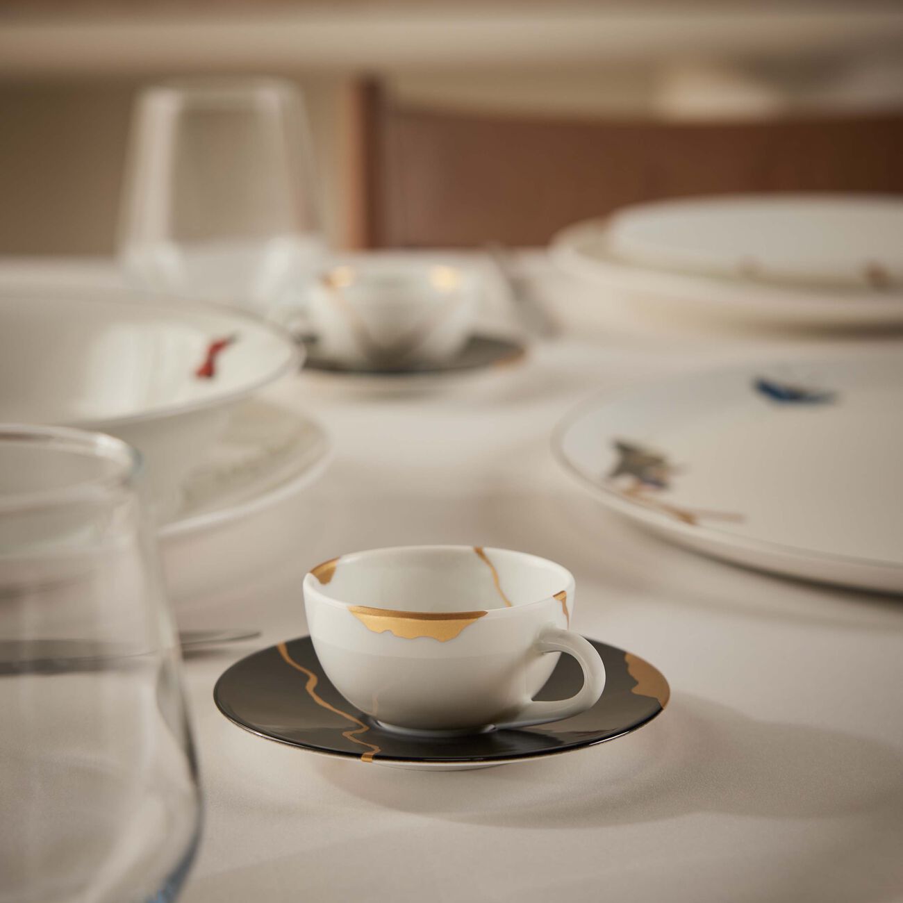 Kintsugi Charbon Espresso Cups And Saucers - Set Of 2 bernardaud kintsugi charbon espresso cups and saucers set of 2