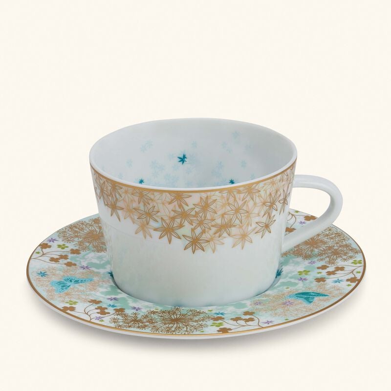 bernardaud feerie michael cailloux tea cup   saucer blue