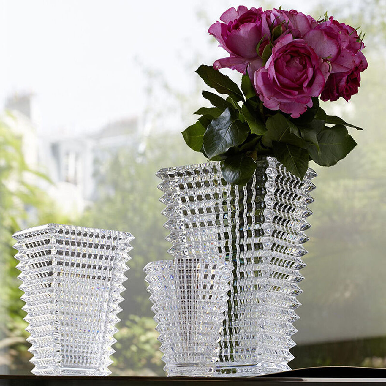 baccarat clear eye vase set