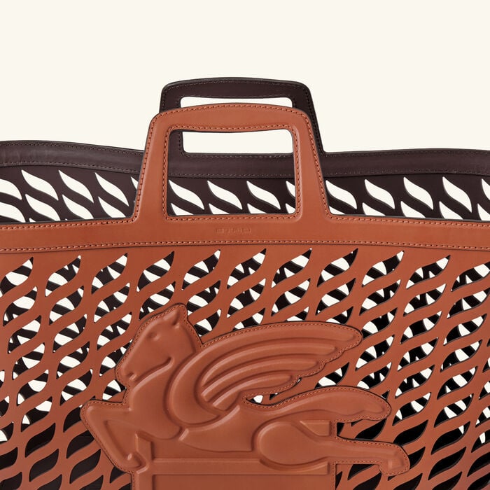 etro drill leather basket camel