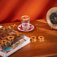 villari peacock tea cup   saucer red