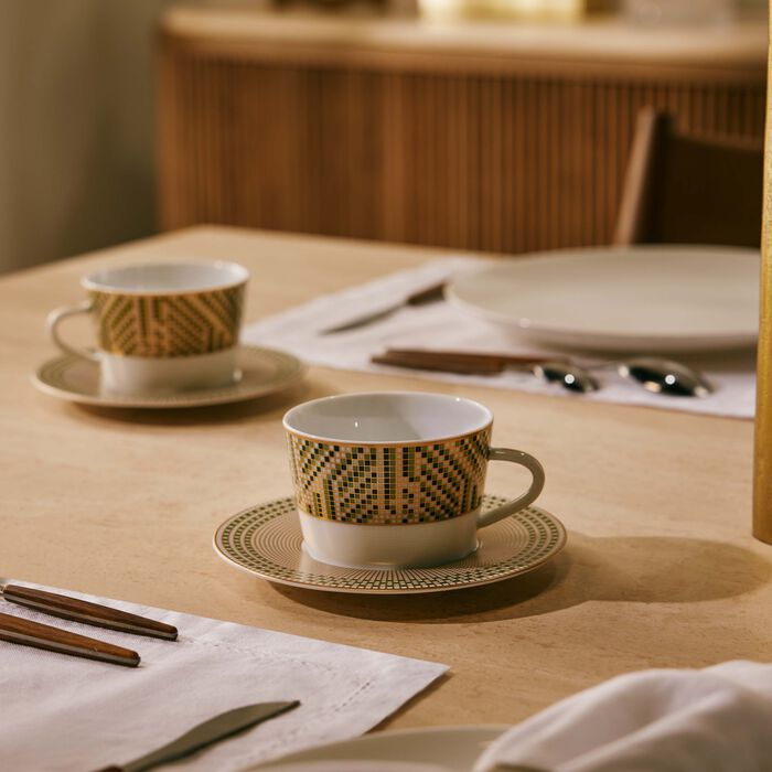 bernardaud augusta tea cup   saucer green set of 4