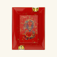 st dupont year of the dragon ashtray rectangular red small