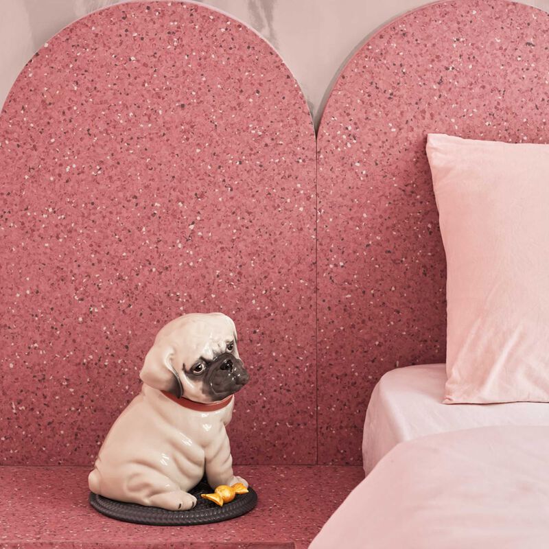 lladro puppie pug sculpture medium white