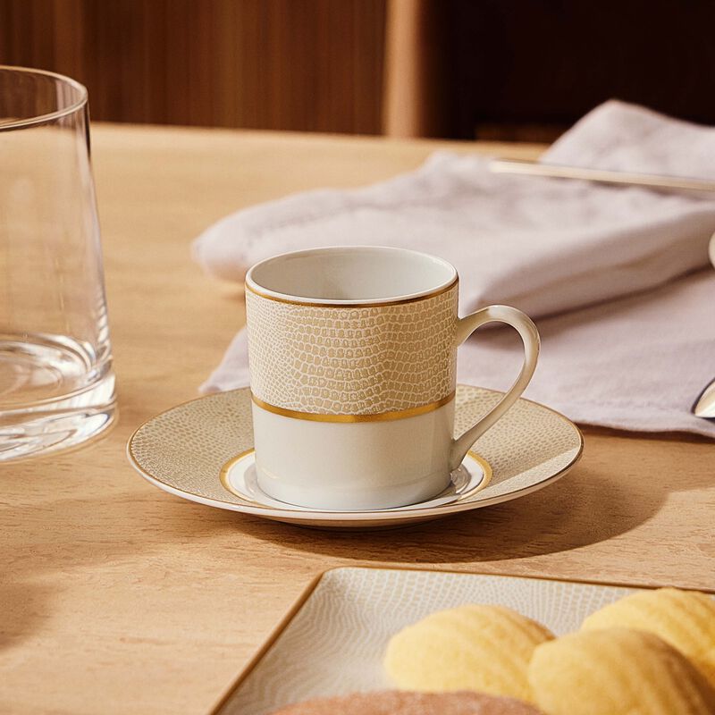 Sauvage Blanc Tea Cup & Saucer Gold bernardaud sauvage blanc tea cup saucer gold