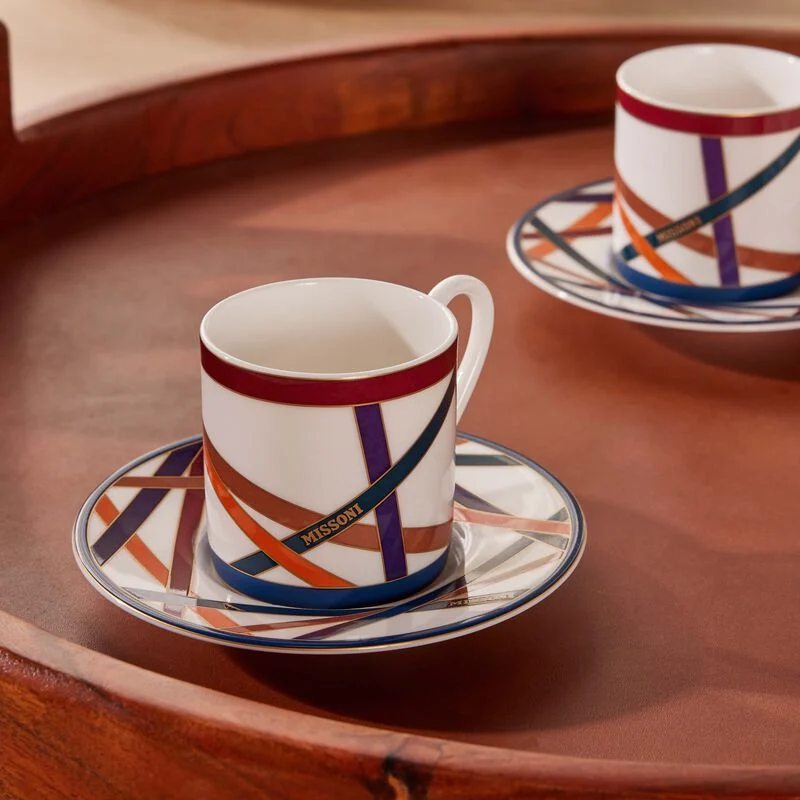 Nastri Coffee Cup & Saucer Pattern Set Of 2 missoni home nastri coffee cup saucer pattern set of 2
