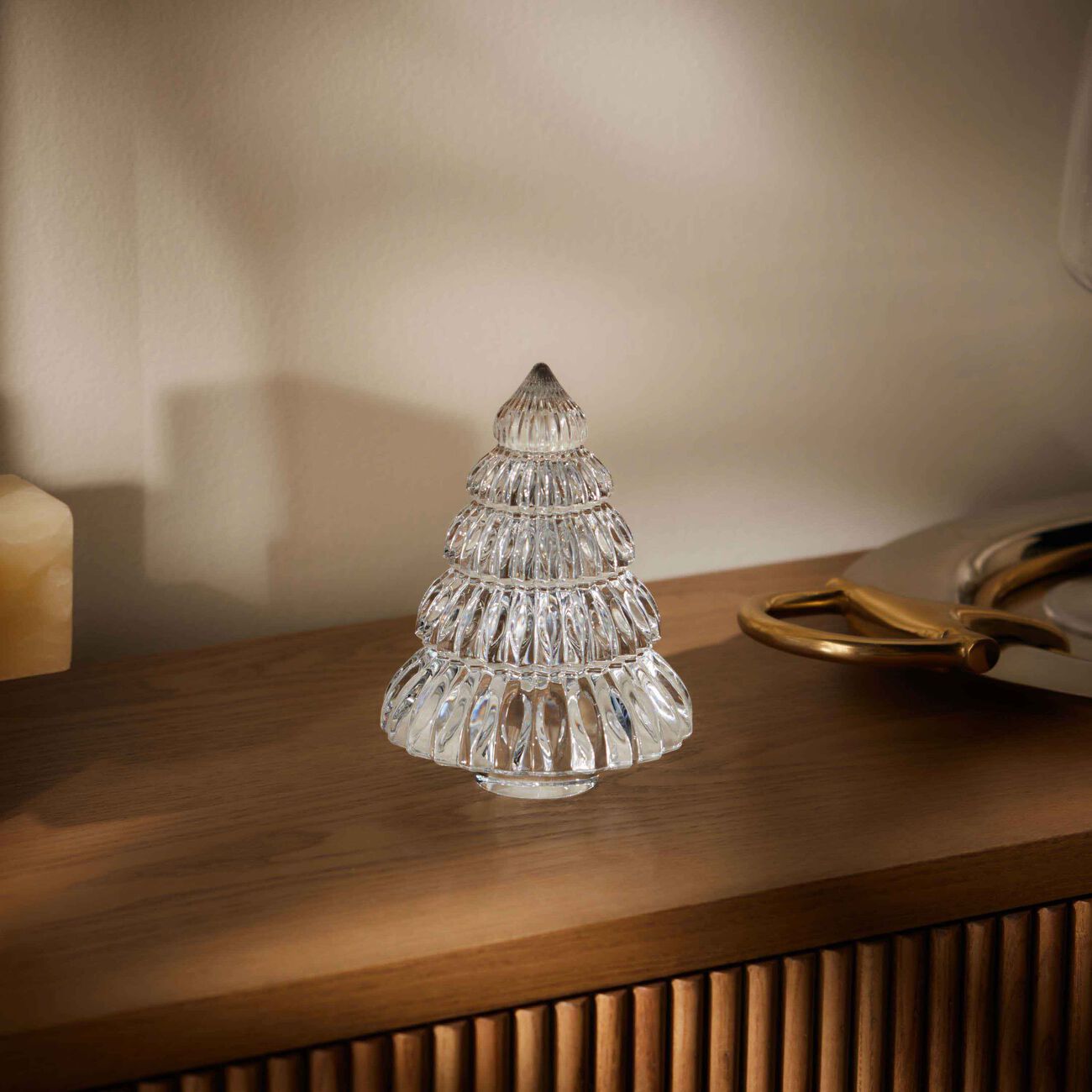 باكارا منحوتة نويل على شكل شجرة كريسماس صغيرة شفافة