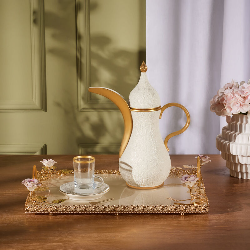 villari hibiscus tea tray rectangular gold