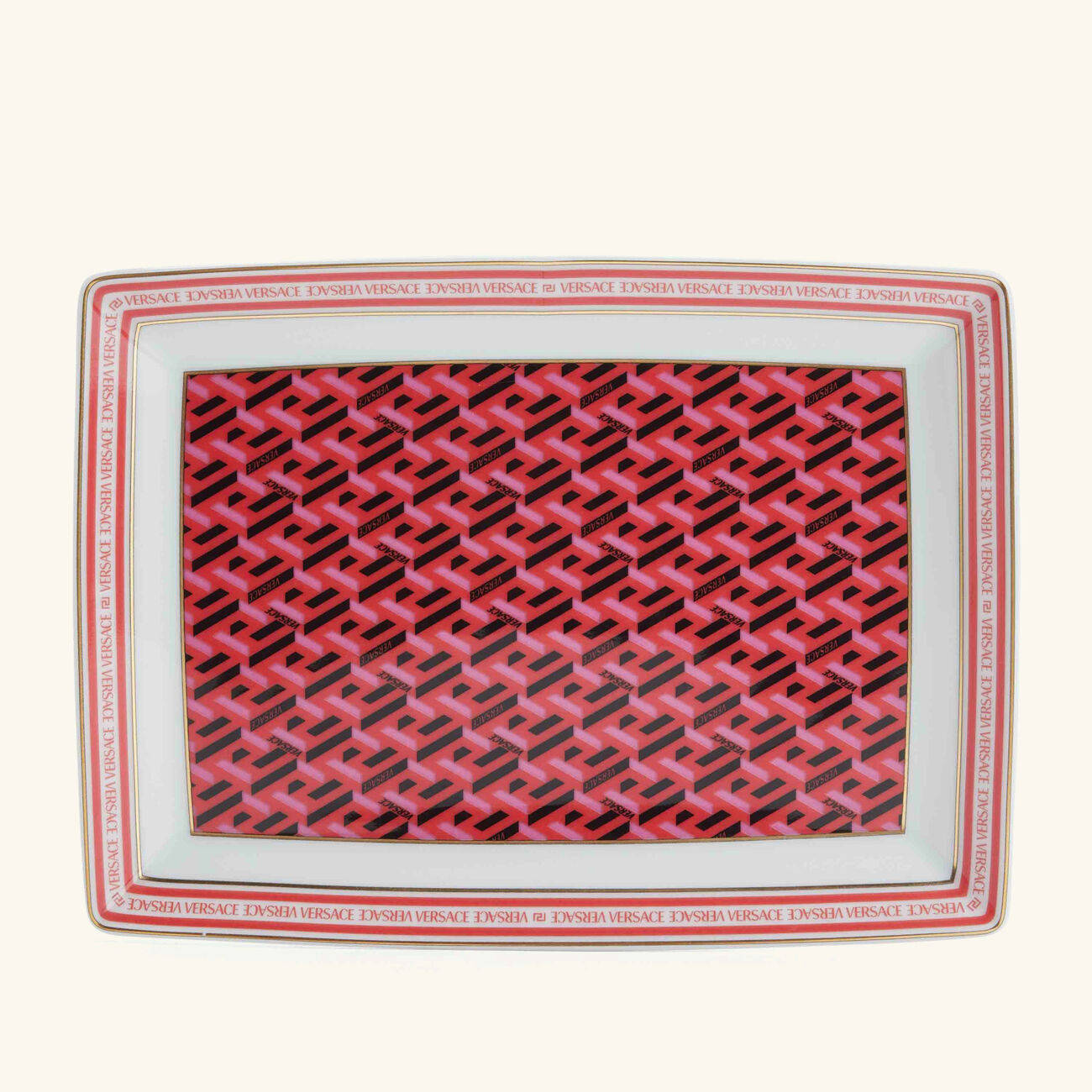 فيرساتشي طبق الضيافة لا جريكا سيغنتشر مستطيل أحمر 21 سم