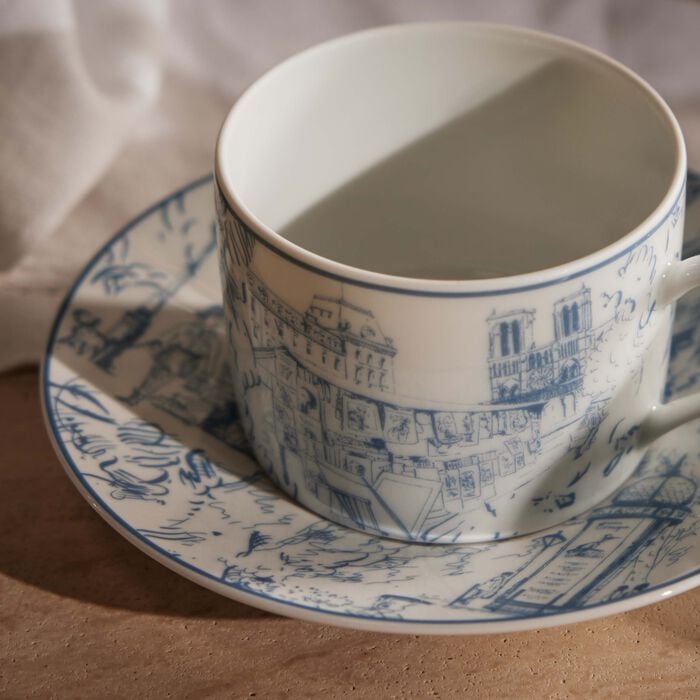 Tout Paris Tea Cup & Saucer Blue Set Of 4 bernardaud tout paris tea cup saucer blue set of 4