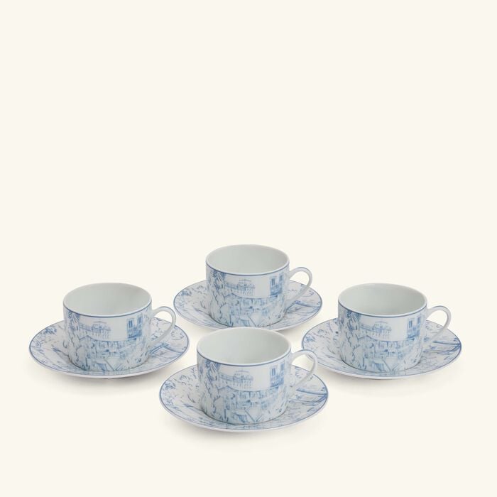 Tout Paris Tea Cup & Saucer Blue Set Of 4 bernardaud tout paris tea cup saucer blue set of 4