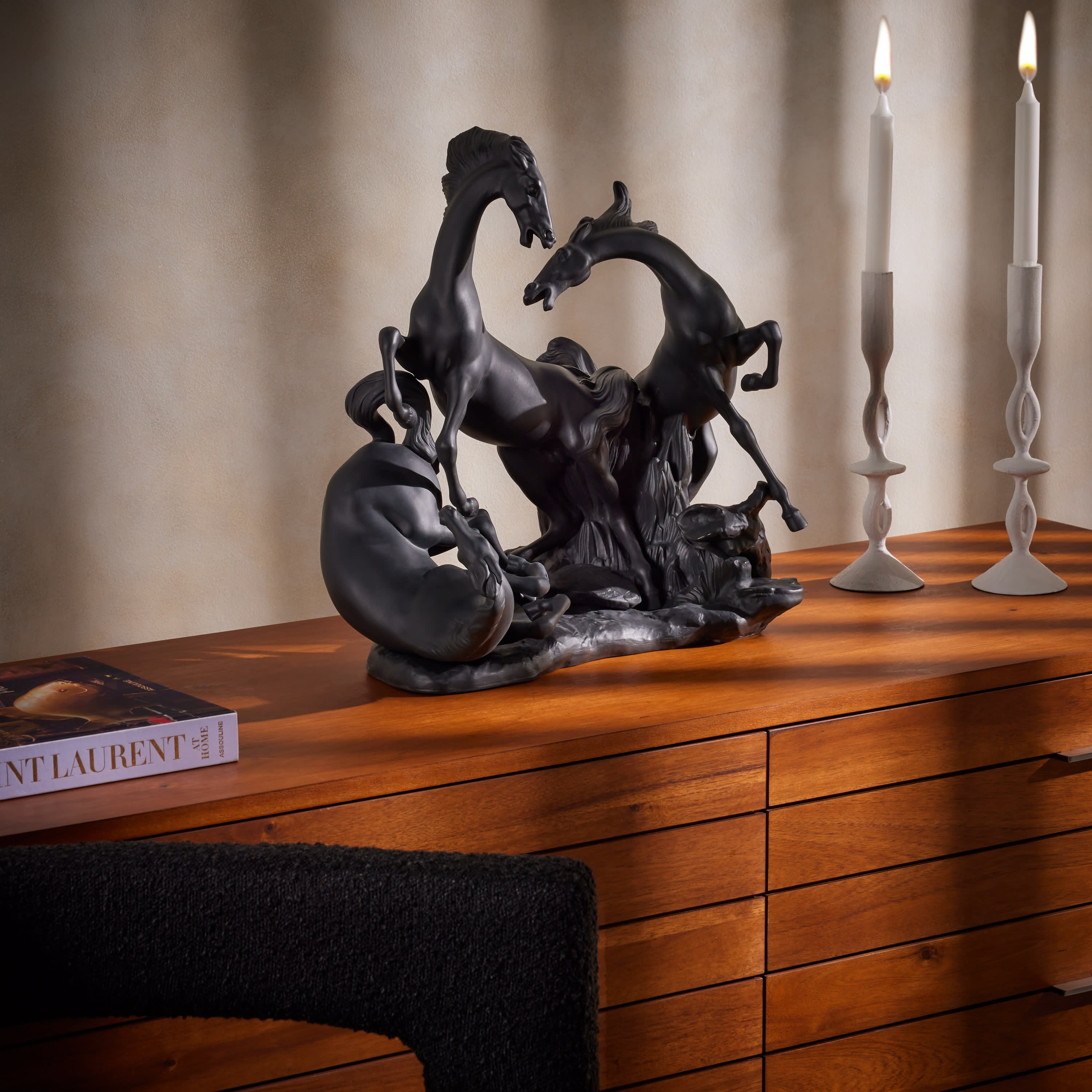 Lladro Horses' Group Sculpture Large Black | Tanagra UAE