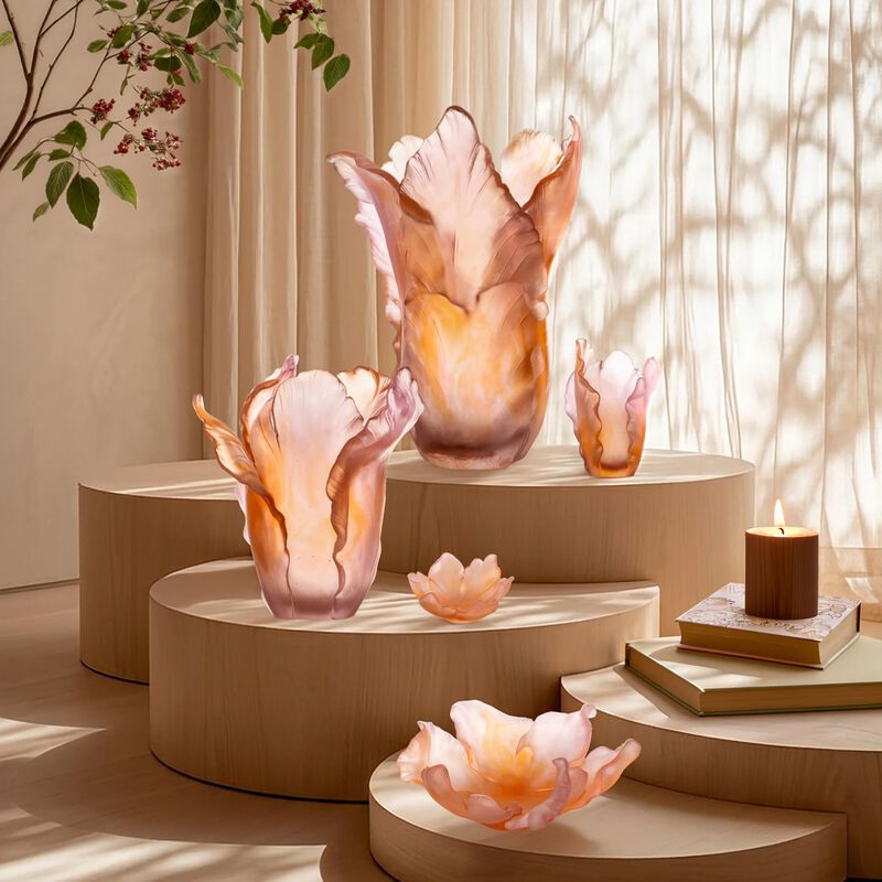 Tulipe Magnum Vase Amber Pink Extra Large Limited Edition daum tulipe magnum vase amber pink extra large limited edition