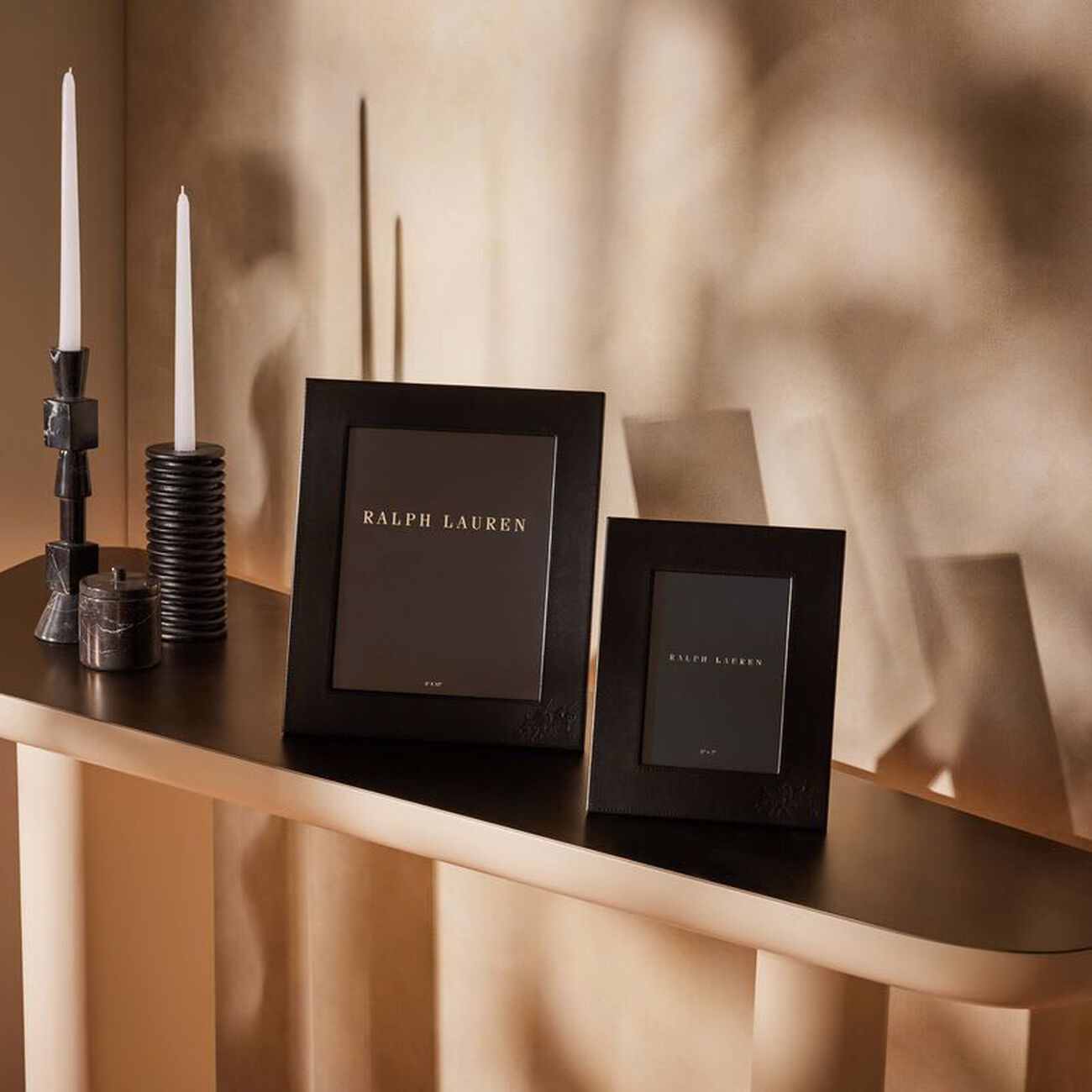 ralph lauren home penthouse garrett leather frame black 13x18 cm