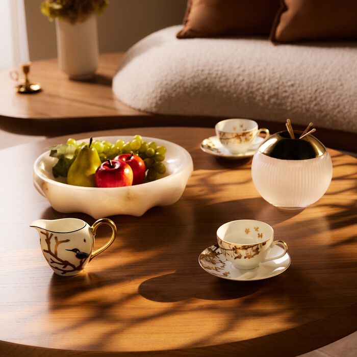 bernardaud aux oiseaux milk pitcher gold