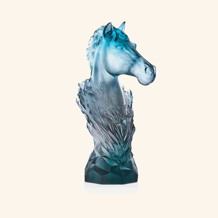 daum cavalcade chess knight sculpture blue limited edition