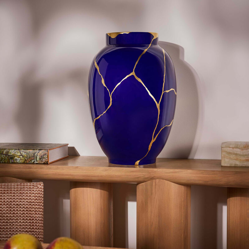 bernardaud kintsugi cobalt vase small blue
