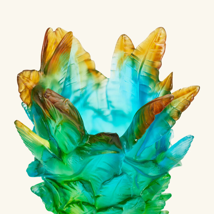 daum colibri borneo tropical vase small blue