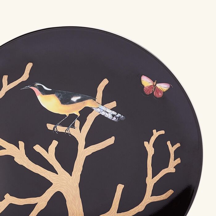 bernardaud aux oiseaux dinner plate round black 21cm set of 4