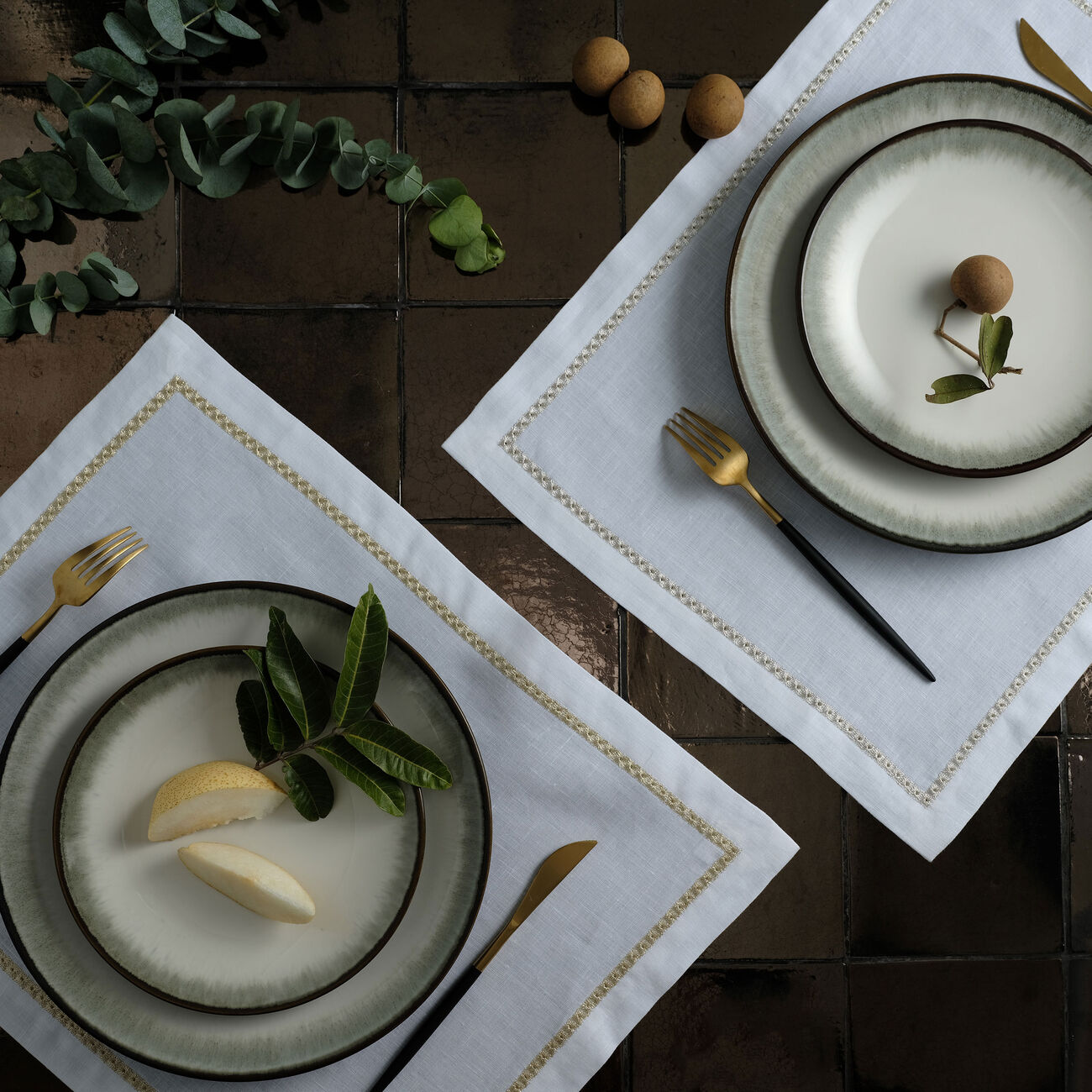 catherine denoual gold rosely linen set