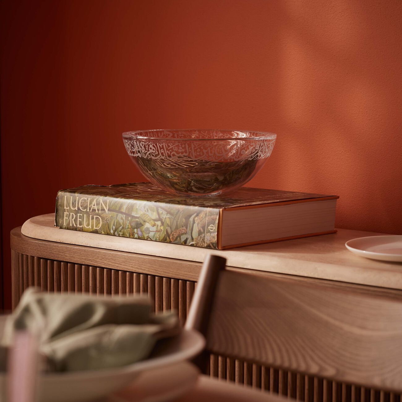 dimlaj thuluth serving bowl clear 27cm