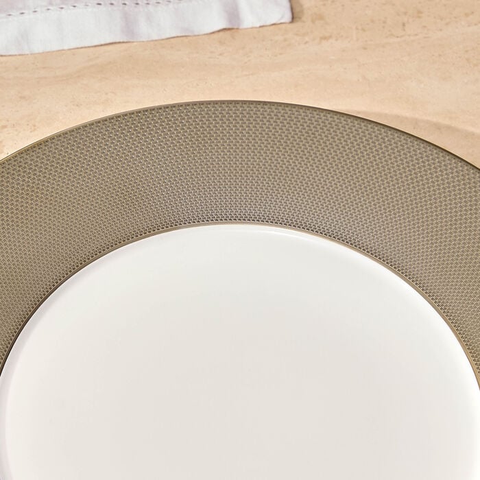 bernardaud maille platine service plate round silver 31cm
