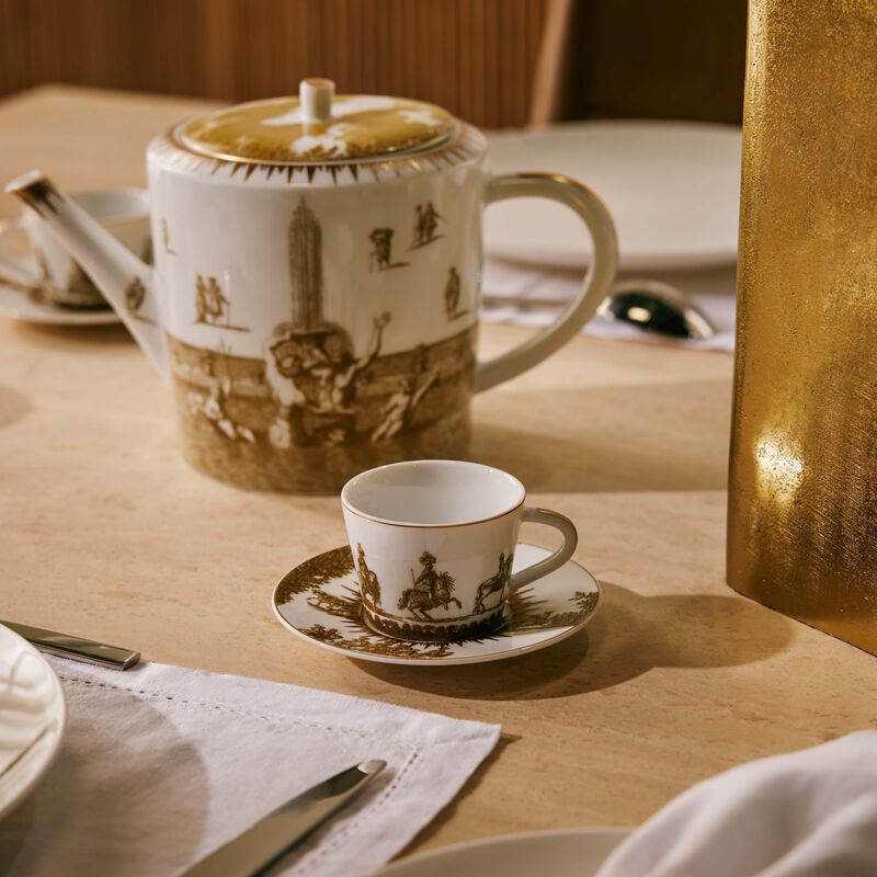 bernardaud versailles enchante coffee cup   saucer gold set of 2