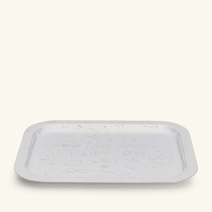 christofle graffiti serving tray rectangular medium silver plated