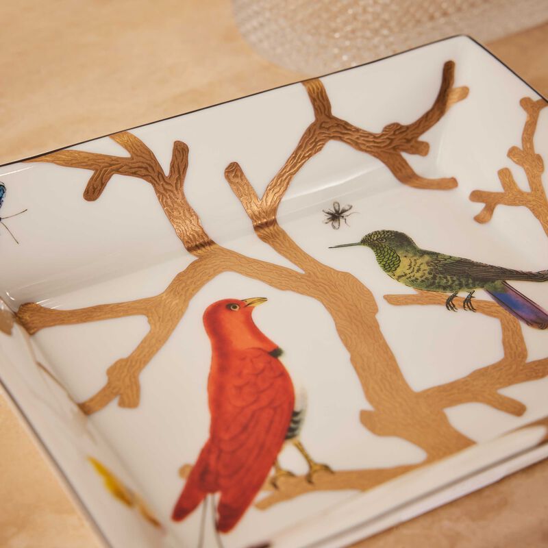 bernardaud aux oiseaux ashtray rectangular gold