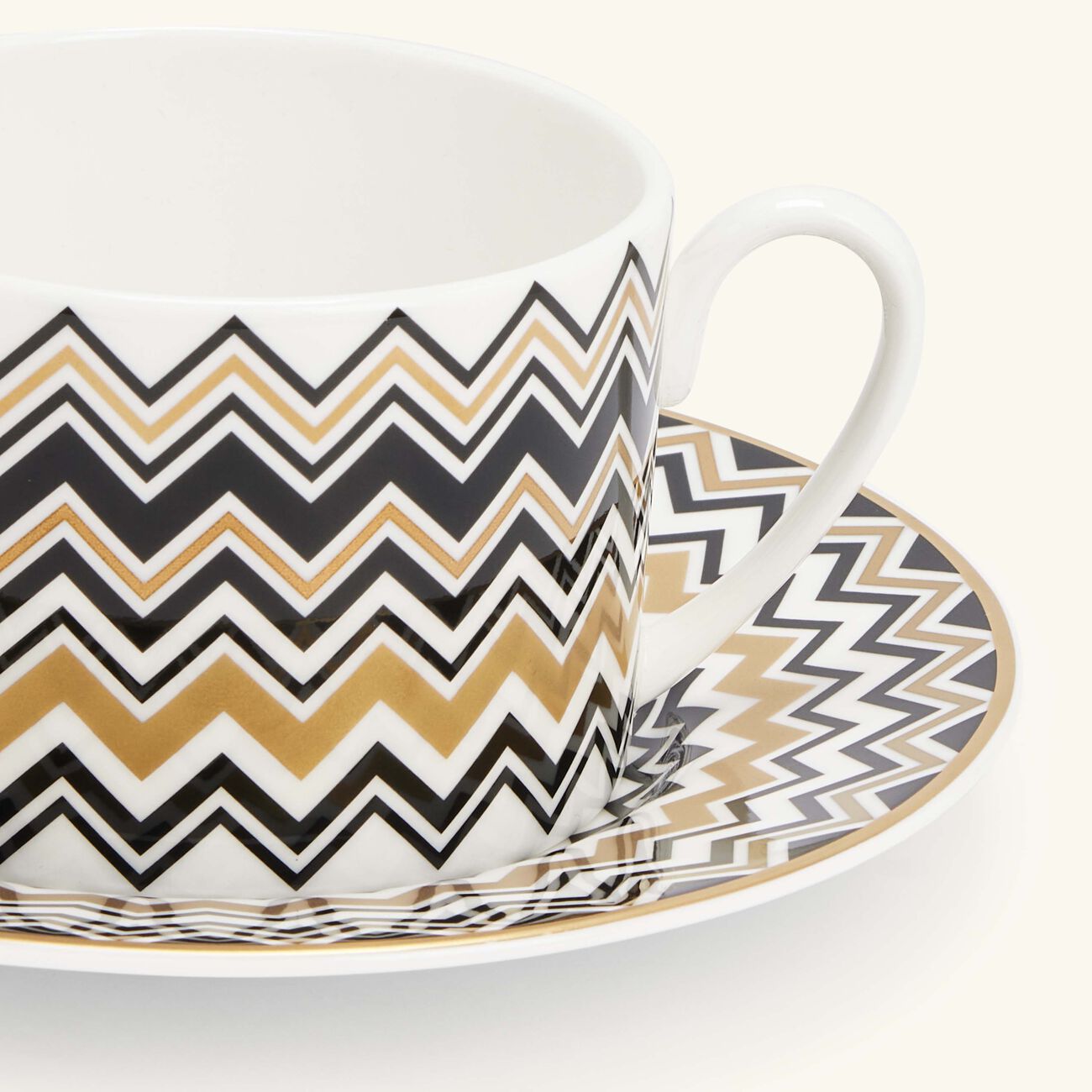 missoni home zig zag gold tea cup   saucer gold set of 6