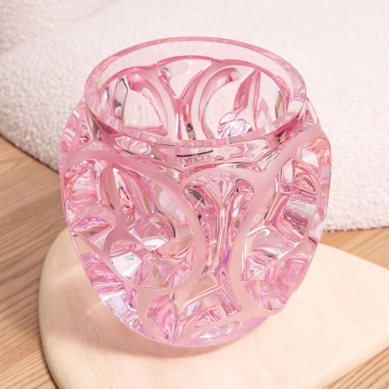 lalique tourbillons vase extra large pink