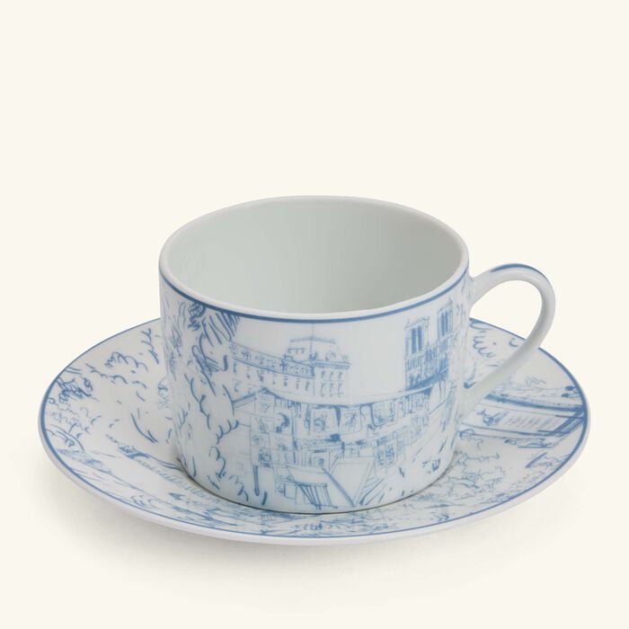 Tout Paris Tea Cup & Saucer Blue Set Of 4 bernardaud tout paris tea cup saucer blue set of 4