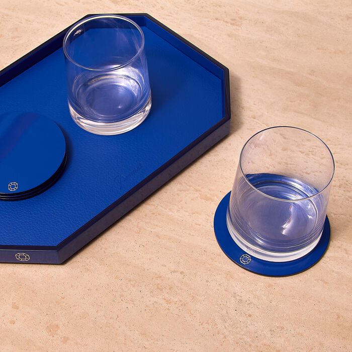 baccarat octogone coasters blue set of 4