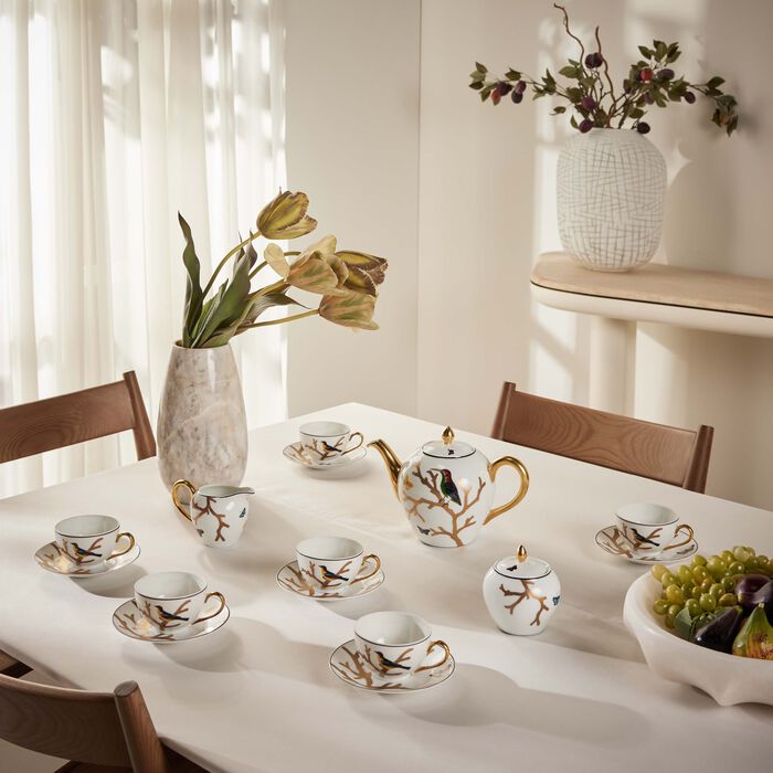 bernardaud aux oiseaux tea set gold