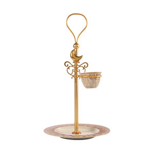 Peacock Extravaganza Gold & Caramel Tier Cookie Stand & Coffee Cup Holder, medium