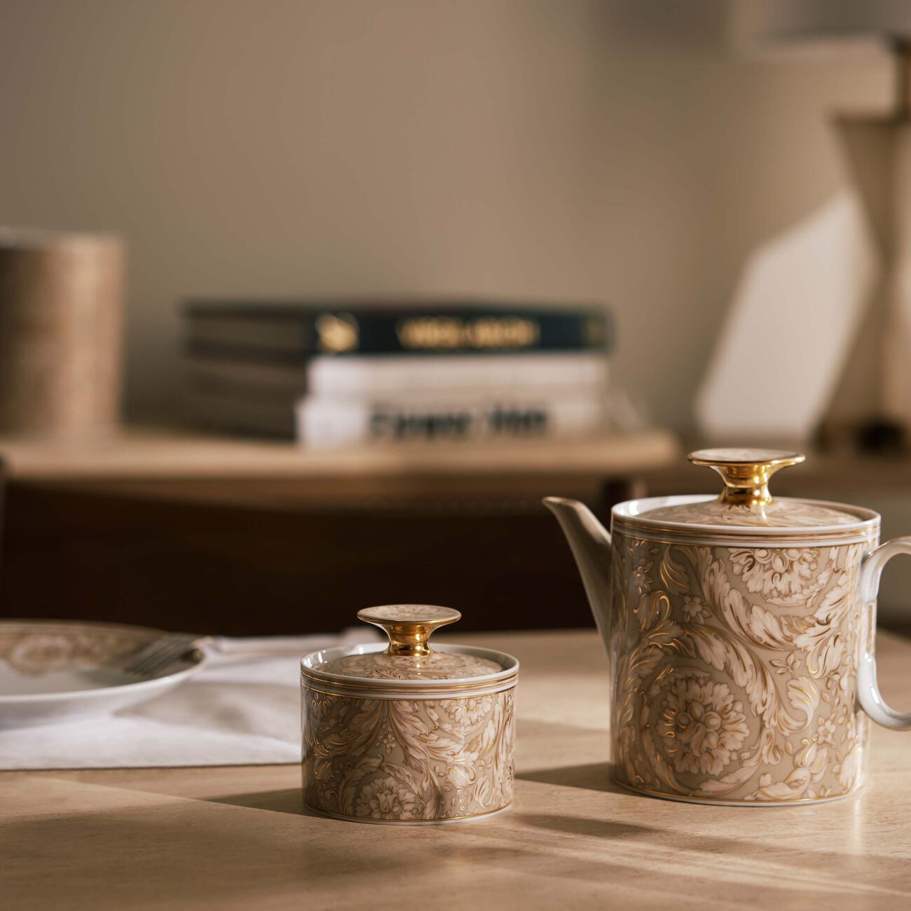 versace barocco beige sugar bowl