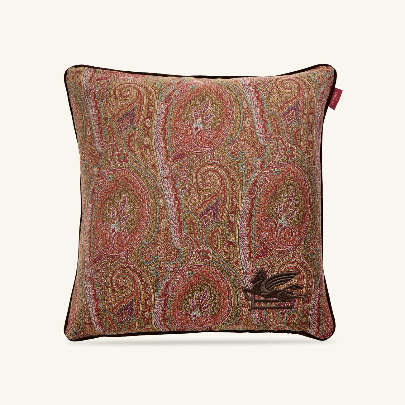 etro arnica embroidered cushion brown