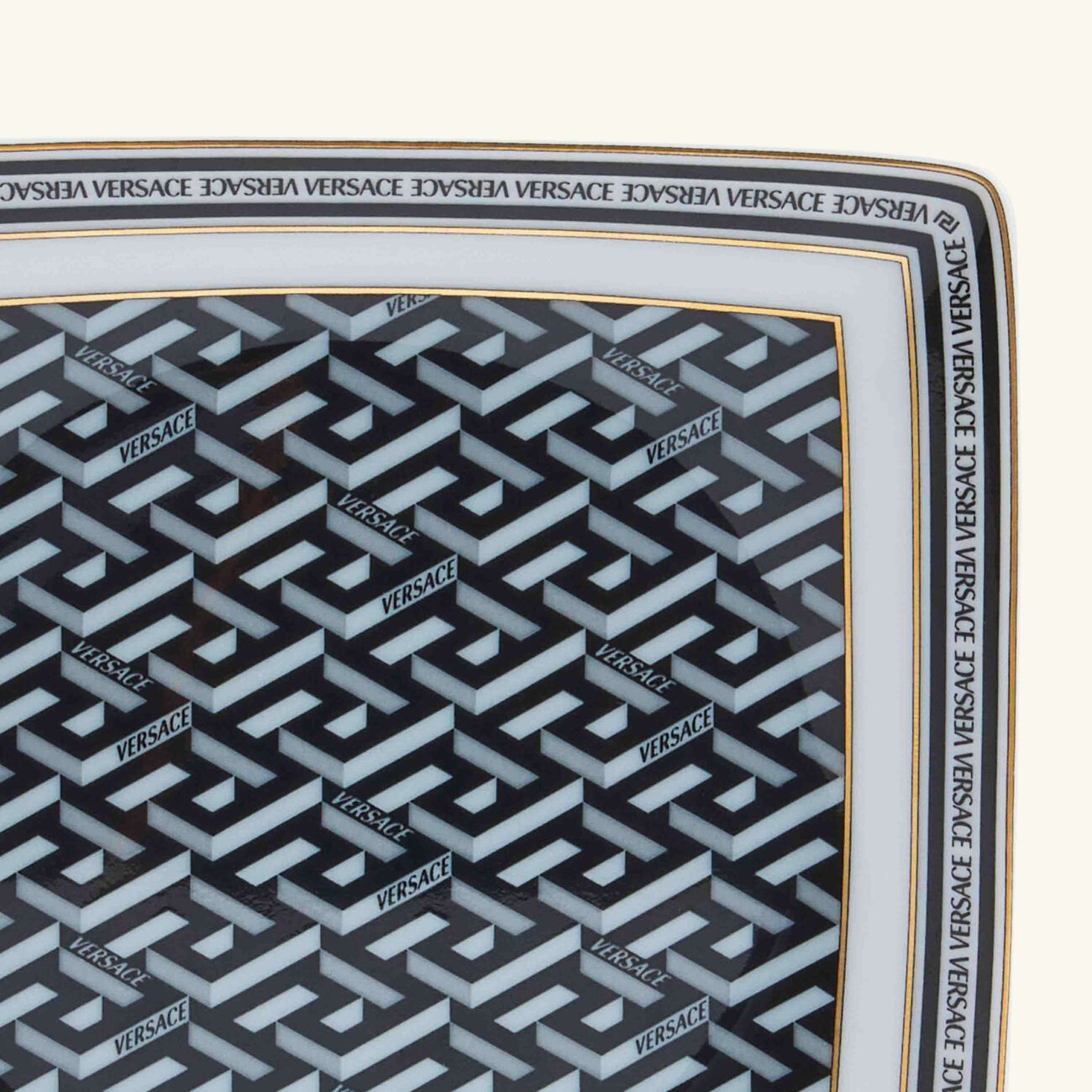 versace la greca trinket tray square small black