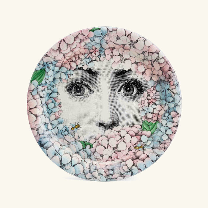 fornasetti ortensia tray round large multicolored